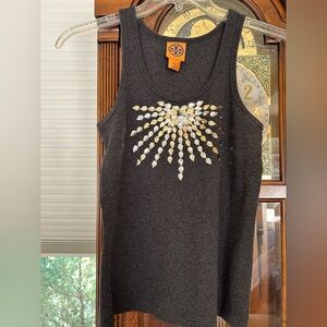 Tory Burch Charcoal Tank with Gold and Silver Accents